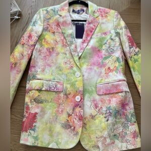 Ralph Lauren Purple Collection Yvette Floral Suede Jacket